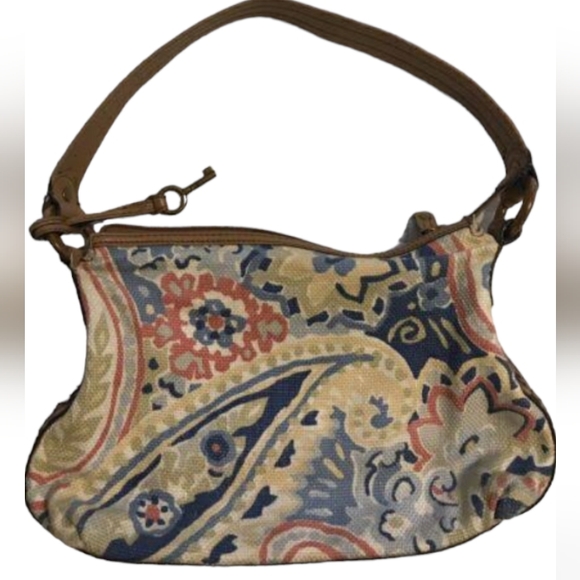 Fossil Handbags - Leather and Cloth Fossil Boho Chic Purse w/Key
